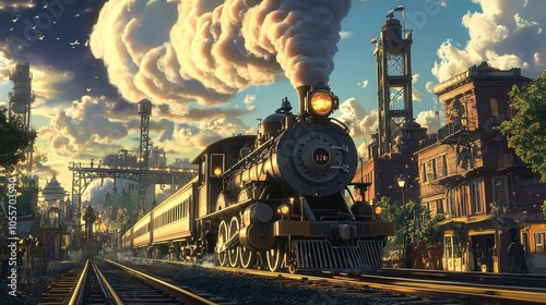 Imagine a character who dreams of becoming a railroad engineer, fascinated by the mechanics and romance of trains. photo