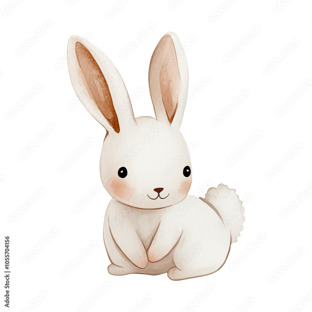 Obraz premium Spring white rabbit, Easter bunny illustration