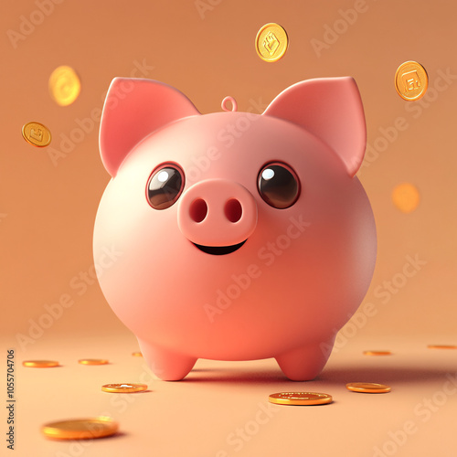 piggy bank and coins