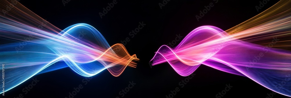 Fototapeta premium Abstract Vibrant Colors Swirling Lines of Light in Motion, Background Image of Dynamic Energy Flow