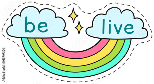 Colorful rainbow with the words be live over it, transmitting a positive and motivational message, ideal for lifestyle businesses