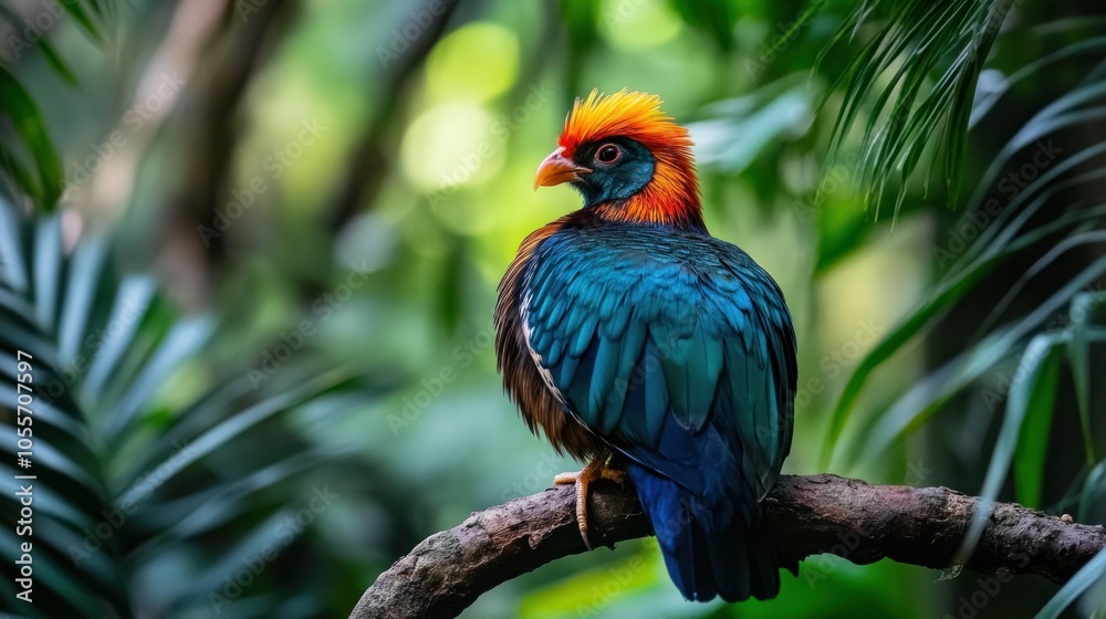 A Vibrant Blue and Orange Bird Perched on a Branch A Vibrant Blue and Orange Bird Perched on a Branch
