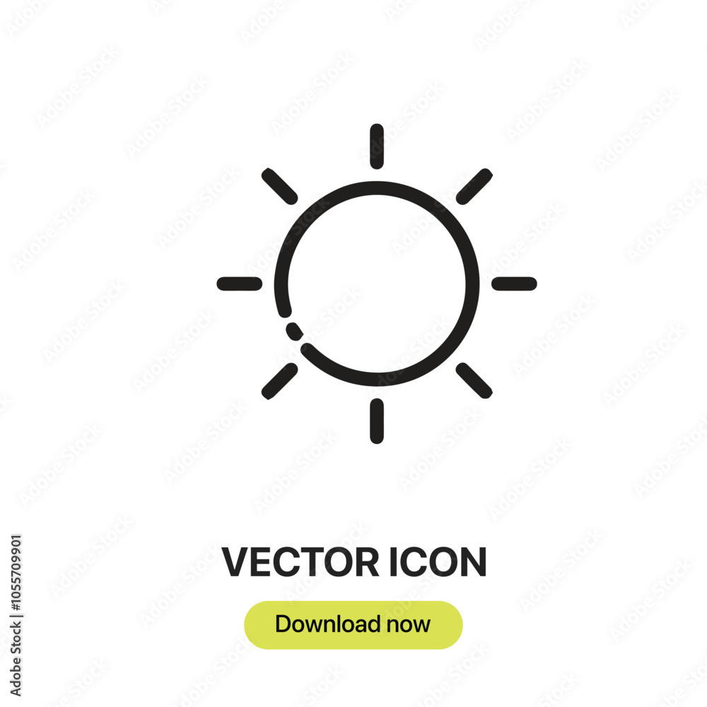 Sun icon vector. Linear-style sign for mobile concept and web design. Sun symbol illustration. Pixel vector graphics - Vector. Sun icon vector. Linear-style sign for mobile concept and web design. Sun symbol illustration. Pixel vector graphics - Vector.