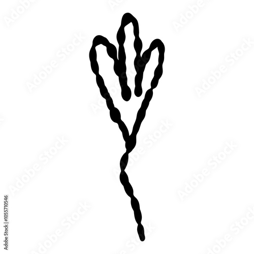 Outline hand painted flower doodle PNG isolated shape. Hand drawn line shape. Simple stroke grunge icon. Minimalist cartoon playful shape logo