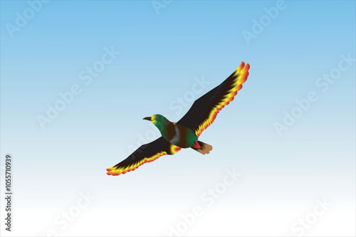 Flying birds blend line art 3d vector illustration, Gradient color blending illustration.