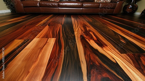 Richly textured engineered wood flooring in cozy living area, showing stability and natural aesthetic of veneer.