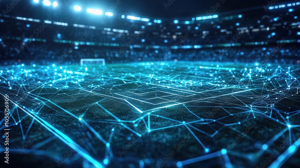 Obraz premium Digital Soccer Field Network Connection Concept 