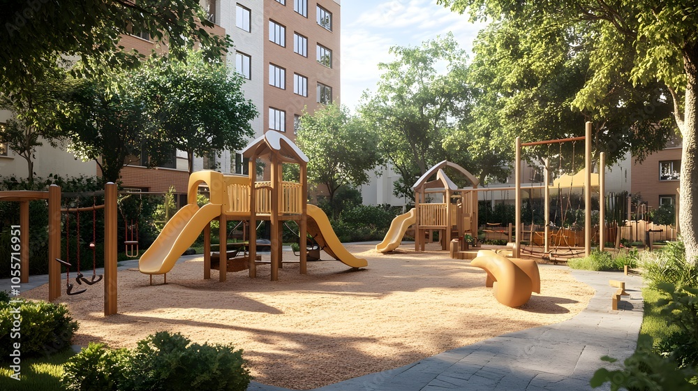 Bright and Inviting Children's Play Area in Urban Setting