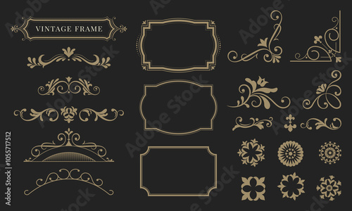 Set of Exquisite vintage frames and twisted floral elements.Fragments of curls and decorative elements to create your invitations, certificates, posters and cards.Vector