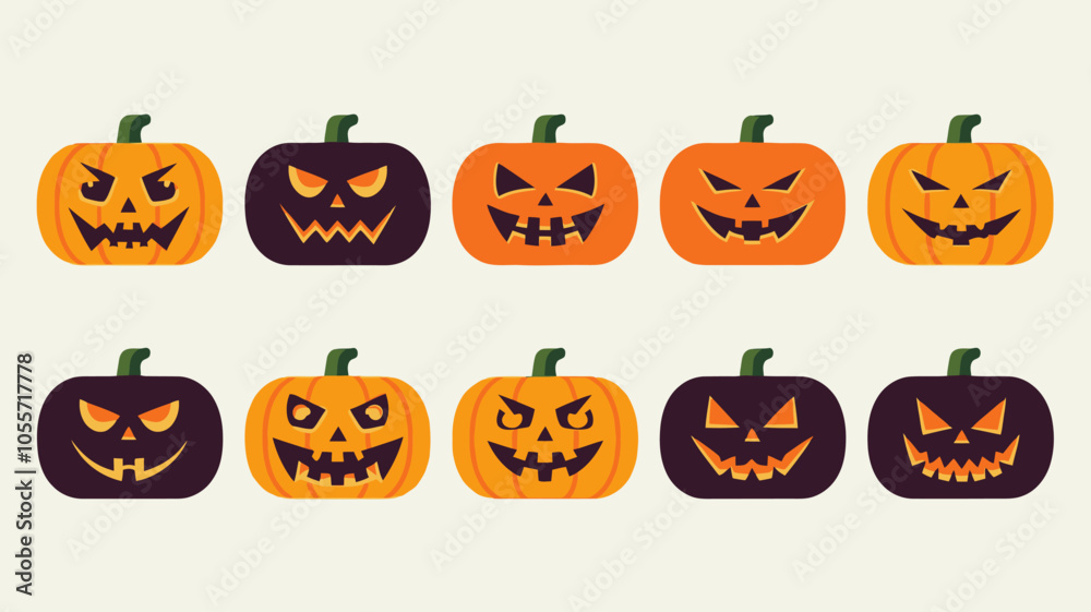 collection of Halloween pumpkin vector horror on white background
collection of Halloween pumpkin vector horror on white background