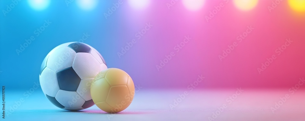 Futuristic Metallic Sports Balls with Neon Glow - Sleek Holographic Design Perfect for Modern Sports and Tech Enthusiasts