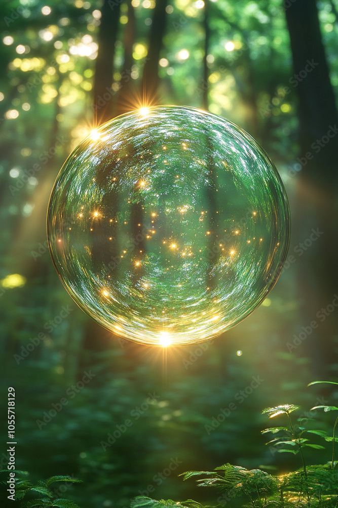 iridescent soap bubble in the forest iridescent soap bubble in the forest