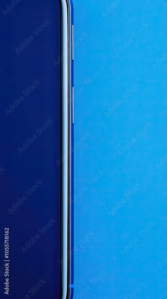 Fototapeta premium Minimalist Smartphone Edge Against Dual-Tone Blue Background