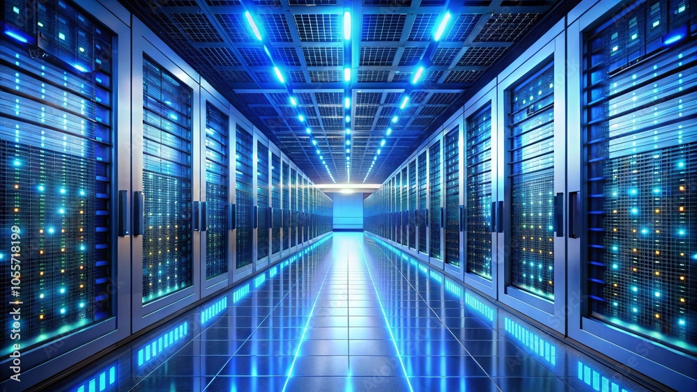 Modern Narrow Corridor in Data Center