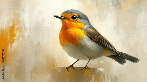 Illustration of a yellow robin bird for art and drawing inspiration photo