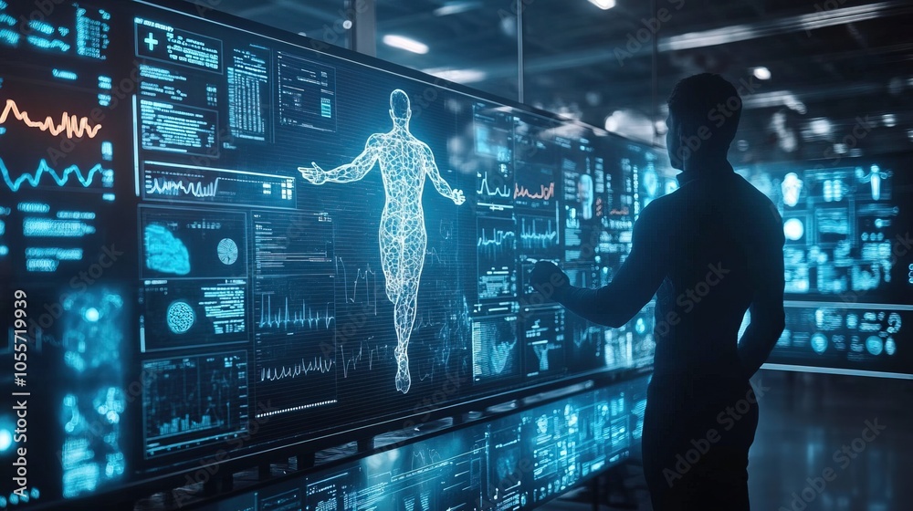 Interface for medical analysis with a running man concept Interface for medical analysis with a running man concept