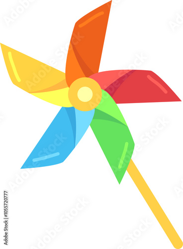 Colorful pinwheel spins playfully in the wind, adding joy and nostalgia to a summer day.