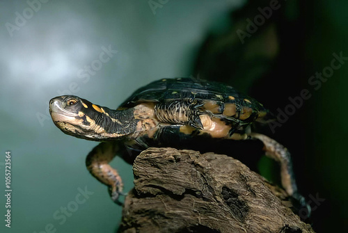 Colorful Turtle Relaxing by the Water's Edge