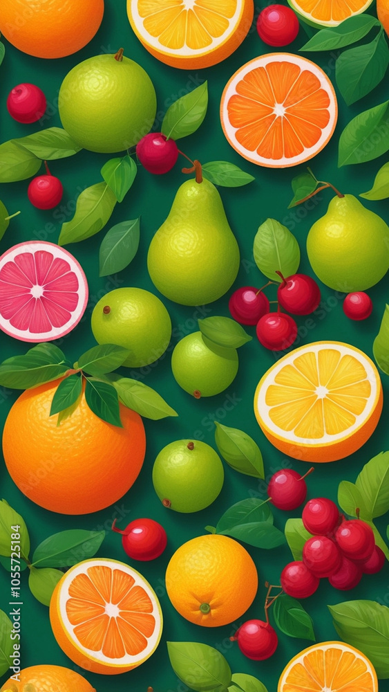 Vibrant Fruit Pattern Illustration Vibrant Fruit Pattern Illustration