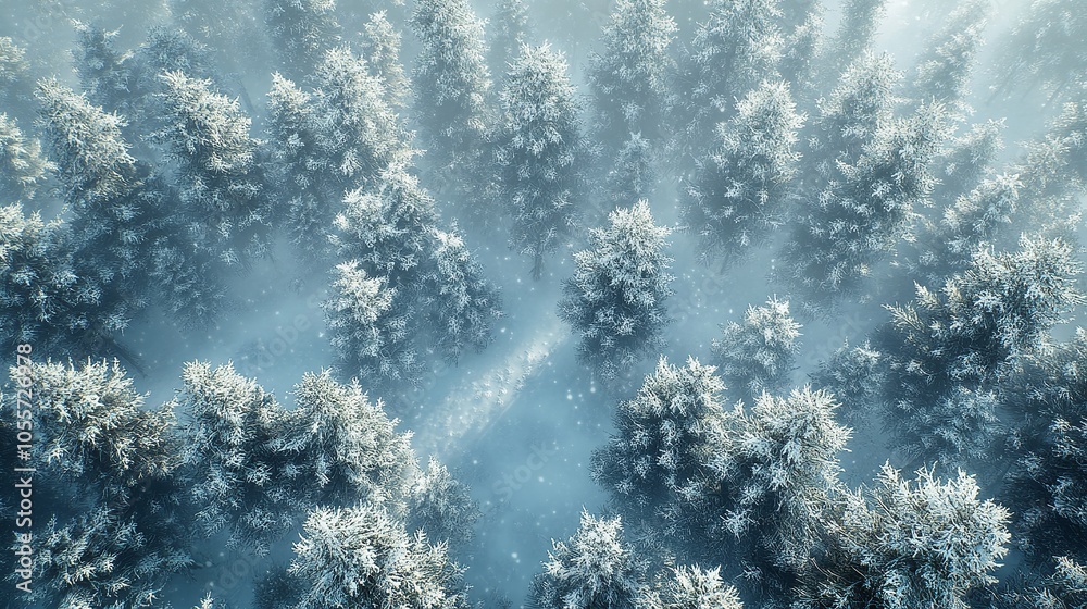 Snow-kissed conifers stand in silence as a soft mist envelops the forest, creating a dreamlike atmosphere in this serene winter landscape. Snow-kissed conifers stand in silence as a soft mist envelops the forest, creating a dreamlike atmosphere in this serene winter landscape.