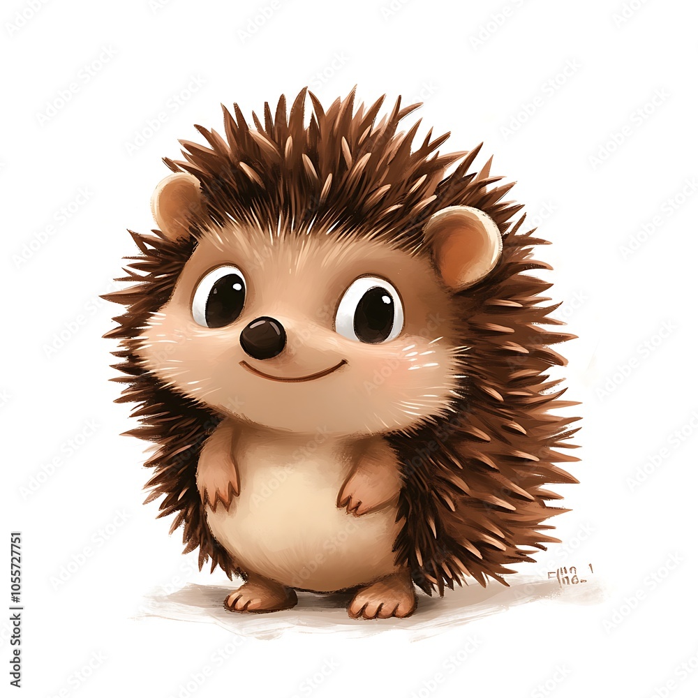 Cartoon baby hedgehog with small spikes on a white background. Cartoon baby hedgehog with small spikes on a white background.