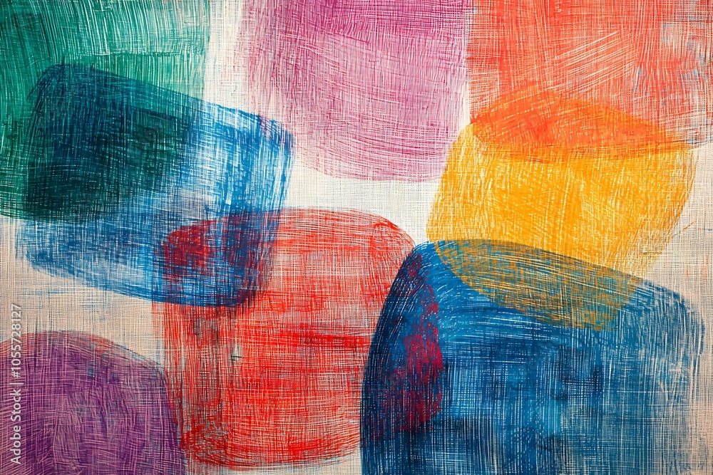 Abstract colorful shapes on a textured canvas creating vibrant harmony Abstract colorful shapes on a textured canvas creating vibrant harmony