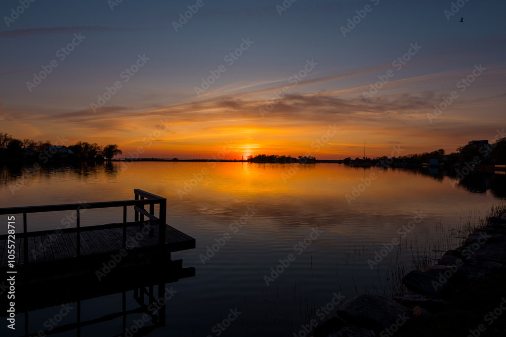 Fototapeta premium The sunset on the lake, Haapsalu, Estonia