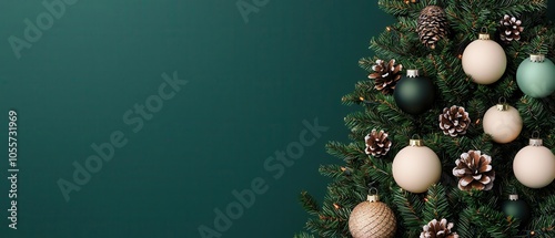 Woodlandthemed Christmas tree, natureinspired ornaments, 3D illustration photo