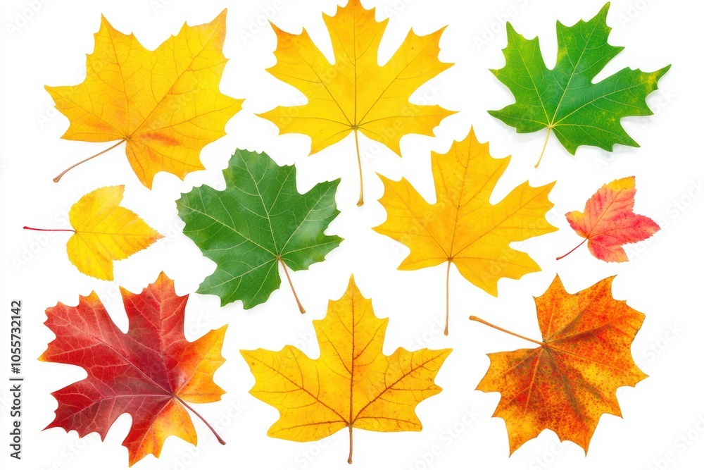 Vibrant Autumn Leaves, Scattered in Colorful Display Vibrant Autumn Leaves, Scattered in Colorful Display