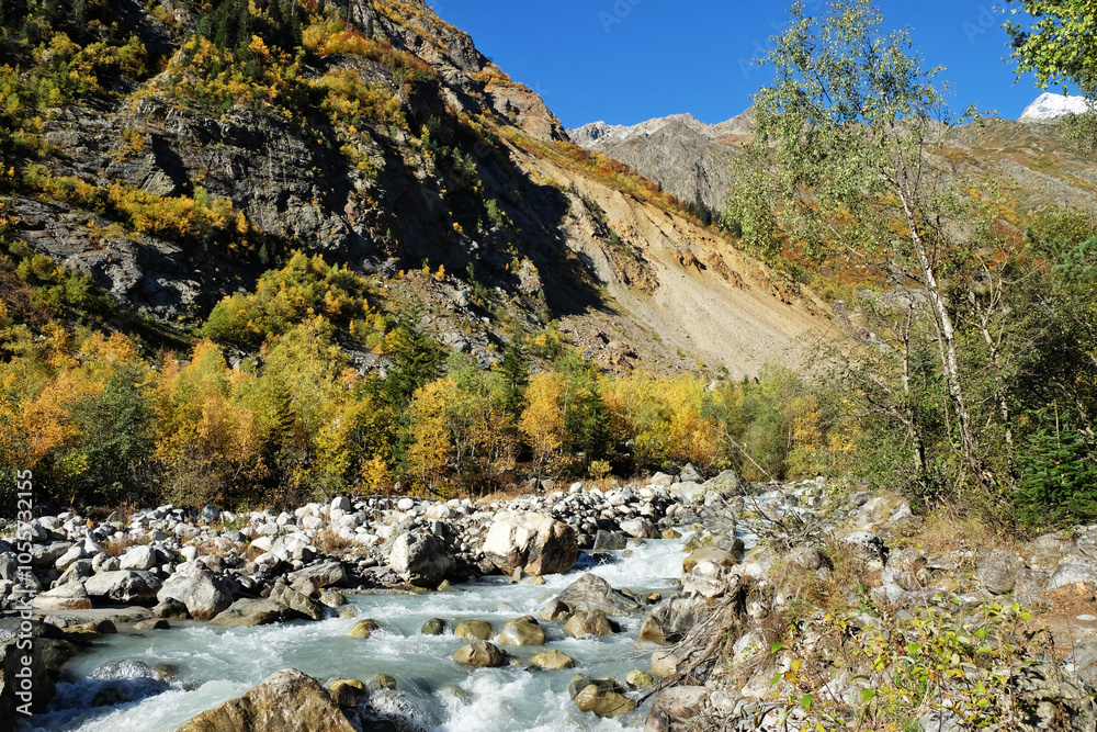 River in the mountains in autumn River in the mountains in autumn