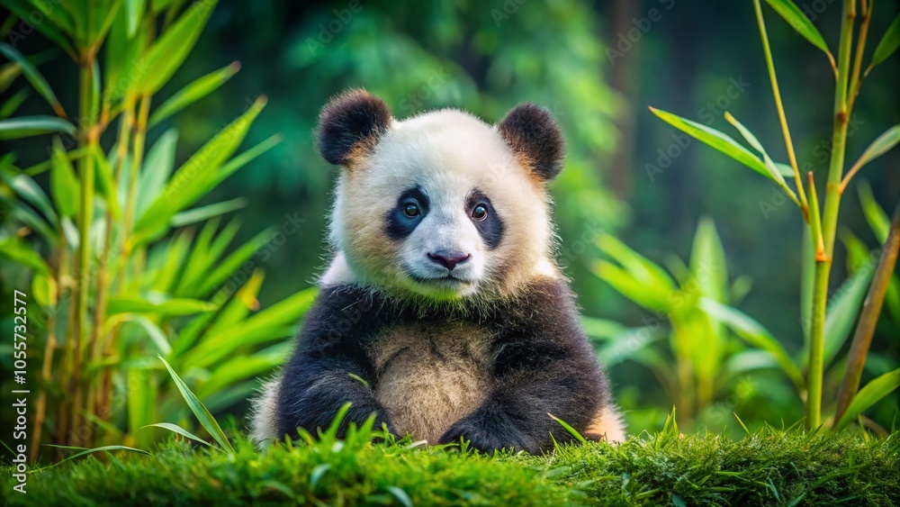 Fototapeta premium Baby Giant Panda in Chengdu, Sichuan Province, China - Adorable Wildlife Photography