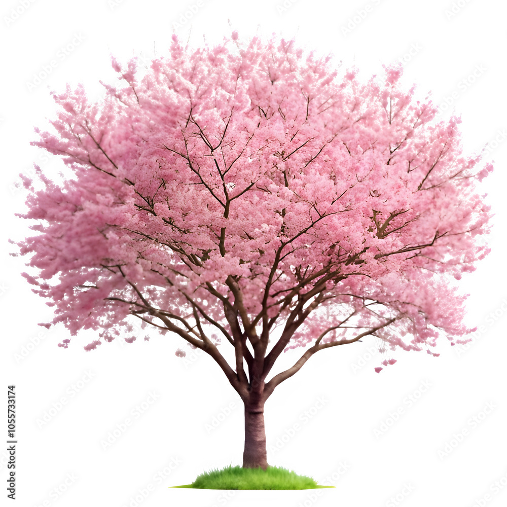 Naklejka premium Blooming cherry blossom tree on transparent background