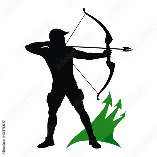 Bowhunter silhouette vector illustration on white background