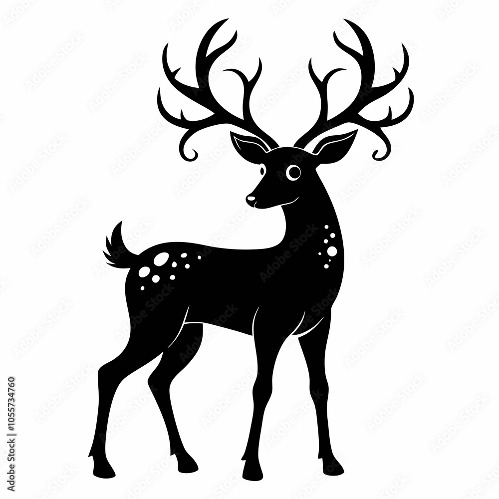Obraz premium Christmas Deer Black silhouette