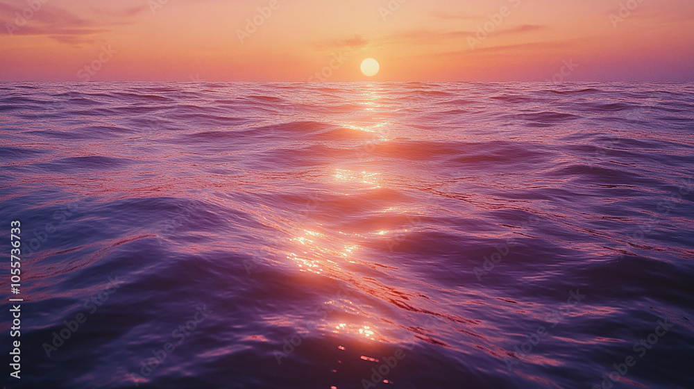 Obraz premium Beautiful sunset over the ocean waves