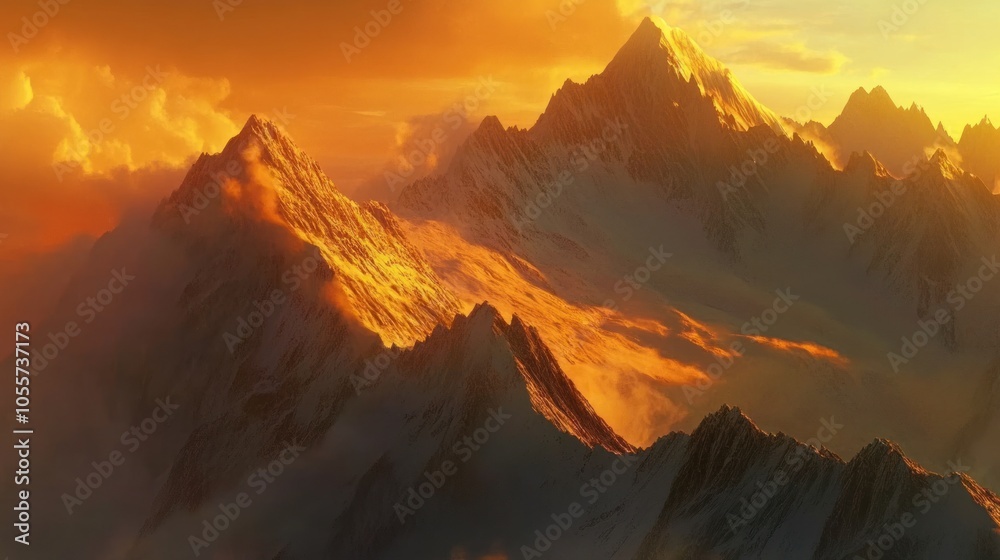 Fototapeta premium Majestic Mountain Range at Sunset