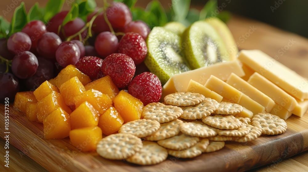 Simple Snack Tray with Cheese and Fresh Fruits Simple Snack Tray with Cheese and Fresh Fruits