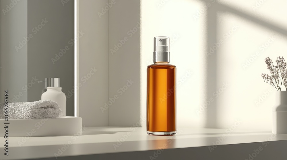 High Quality Serum Bottle on Bright White Table