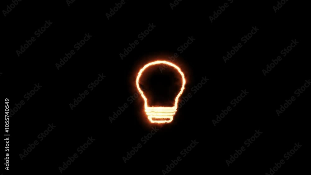 Bulb symbol icon animation. Energy idea, Electric neon bulb icon and black background. Bulb symbol icon animation. Energy idea, Electric neon bulb icon and black background.