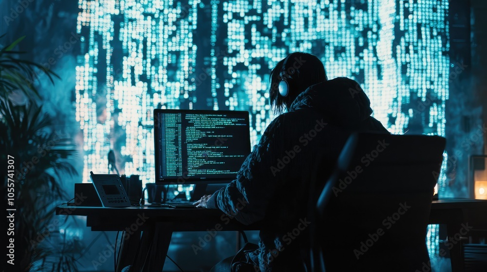 Serene View of Hacker Collaborating on Digital Project Serene View of Hacker Collaborating on Digital Project