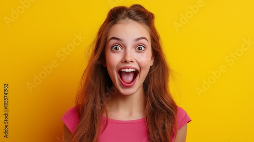 Teenager child girl with shocked facial expression. Surprised face expression