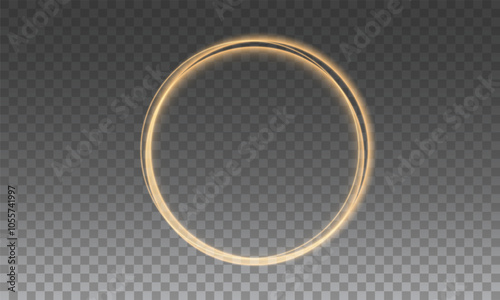 Light circle yellow swirl. Curved white line light effect. Darkening of the moon. Flash vector semicircle and spark light effect. Podium, gold radial platform.	