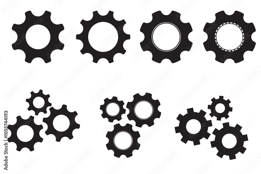 Setting, wheel or gear wheel icon set in black color. Cog settings sign and symbol. Cogwheel Isolated on white background. Vector illustration.
Setting, wheel or gear wheel icon set in black color. Cog settings sign and symbol. Cogwheel Isolated on white background. Vector illustration.