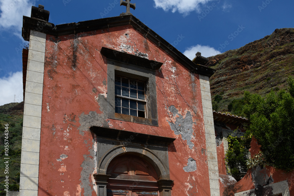ruins of Capela de Nossa Senhora da Piedade in Jardim do Mar; the parish of Jardim do Mar is one of the favourite destinations of the surfing community (Madeira, Portugal)