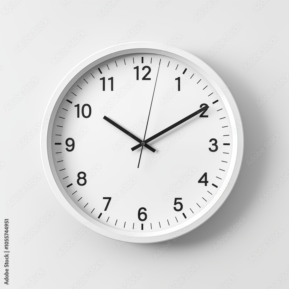 White Round Wall Clock with Black Numbers and Hands White Round Wall Clock with Black Numbers and Hands