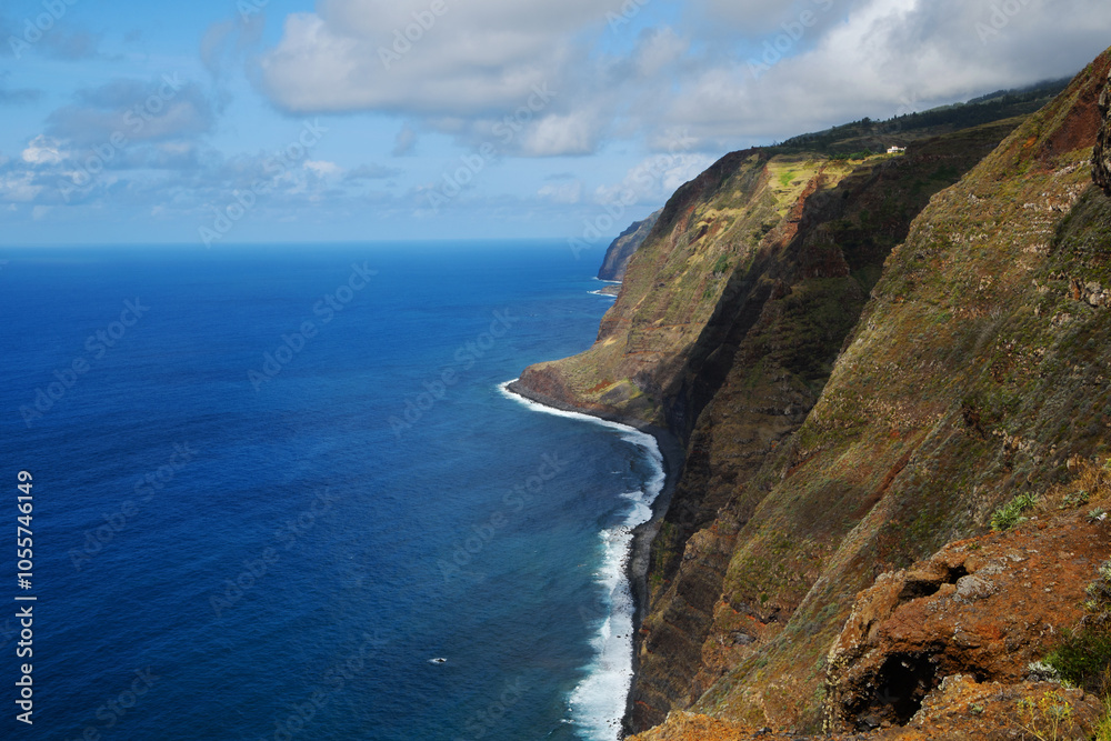 cliffs of the Ponta do Pargo Lighthouse Viewpoint; viewpoint is located at Ponta da Vigia, the westernmost cape of the island (Madeira, Portugal)