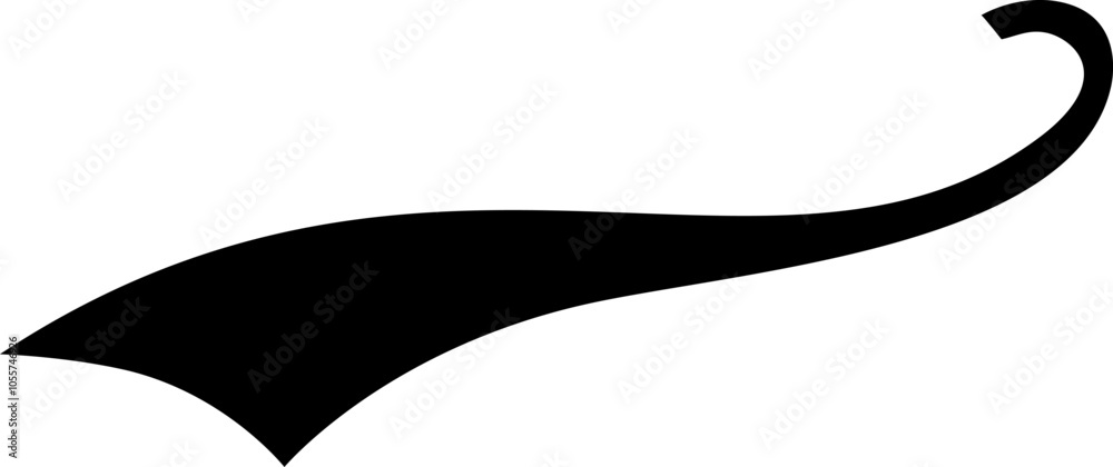 Sleek black swoosh shape on white. Modern, minimalist design with space for text or branding. Ideal for corporate identity, marketing, or online promotion