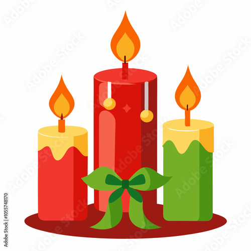 Christmas candles vector illustration on white background