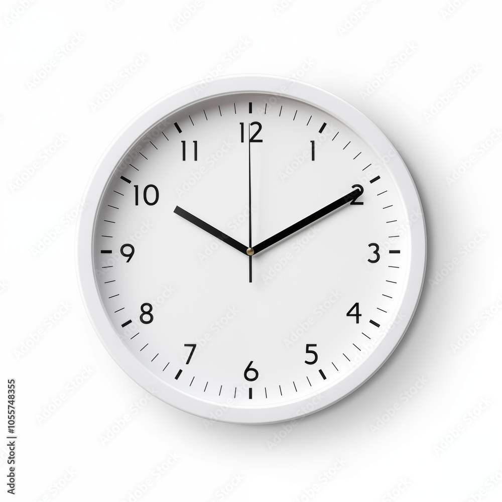 White Round Wall Clock with Black Numbers and Hands White Round Wall Clock with Black Numbers and Hands