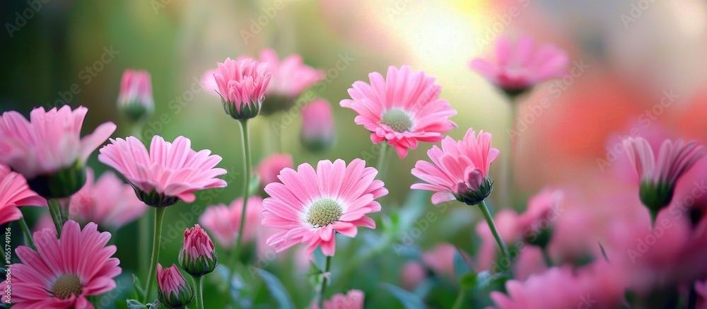 Pink Flowers With White Borders In The Garden Pink Flowers With White Borders In The Garden
